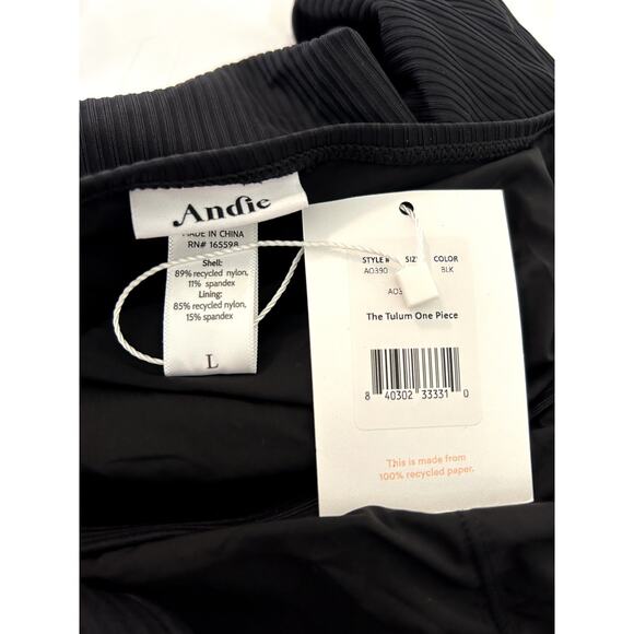 Andie Swim The Tulum Ribbed One Piece in Black L NWT - Picture 5 of 8